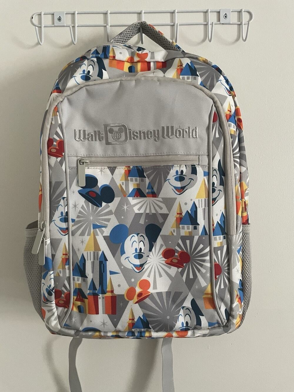 Walt Disney World Mickey Mouse Castle Geometric Tech Backpack Grey Large 19"